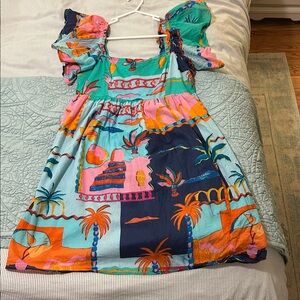 Hudson Gray Colorful Palm Vacation Sundress